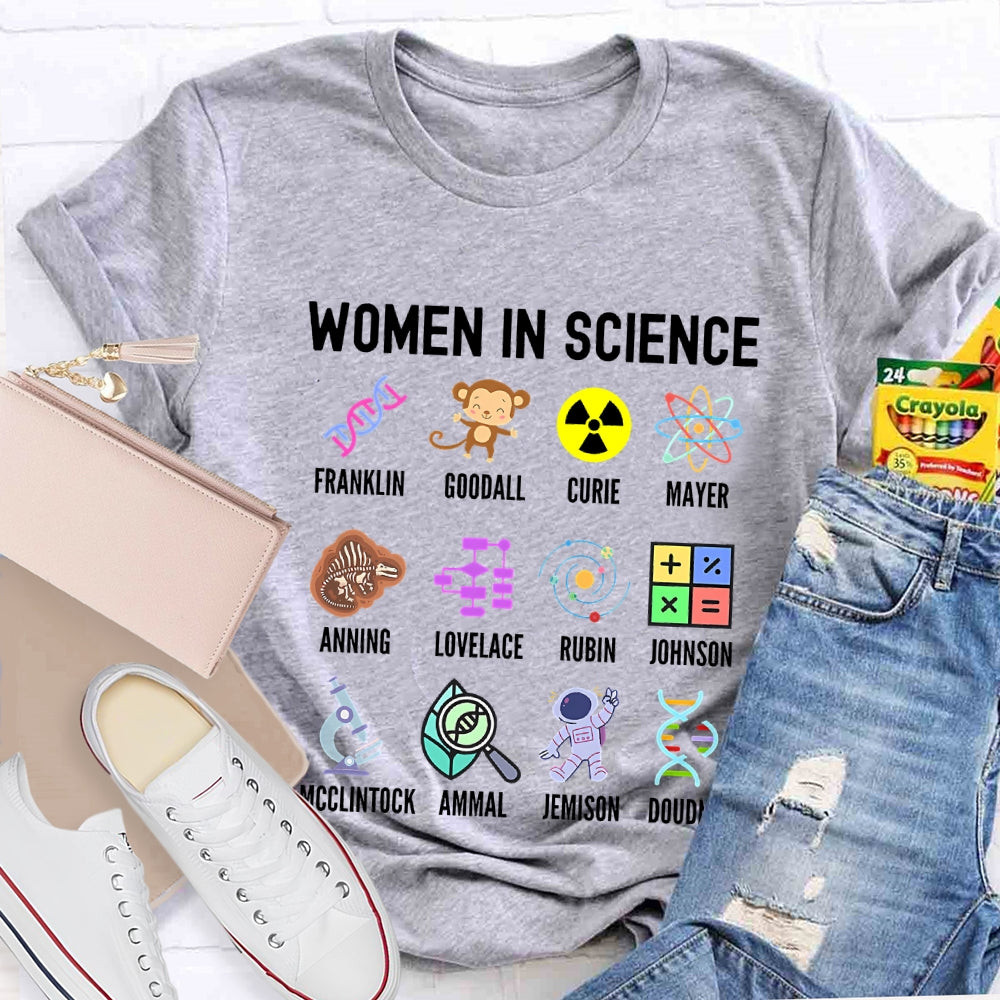 Women In Science Colorful Pattern Print T-shirt
