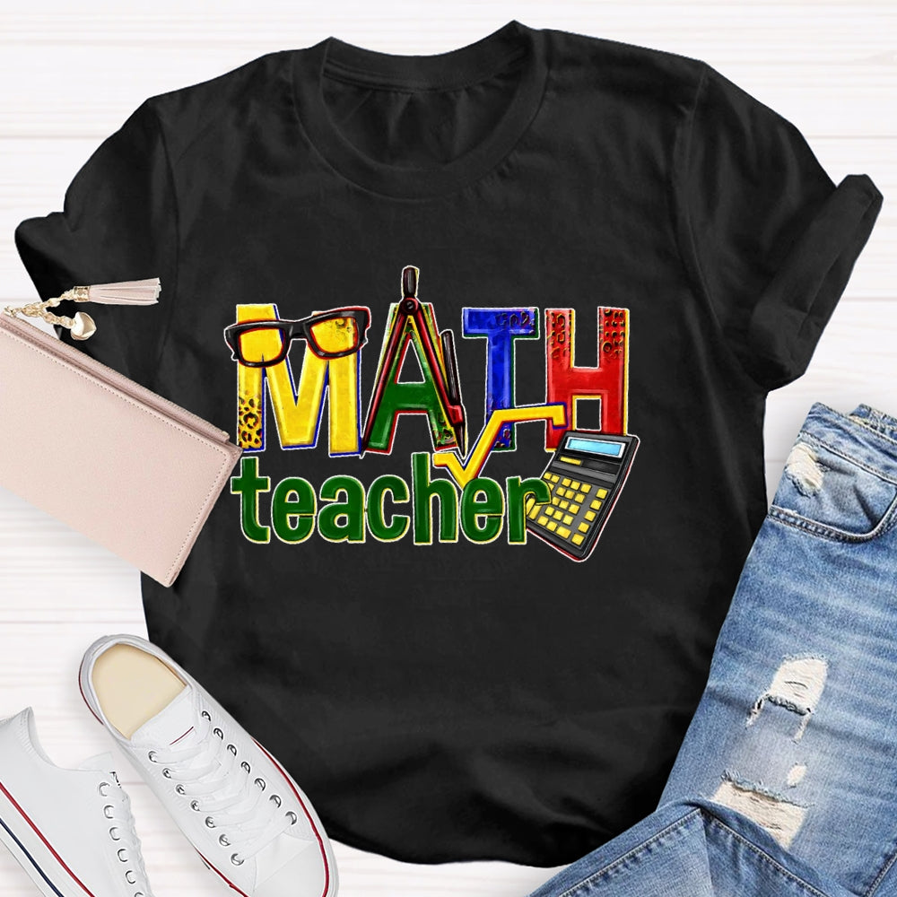Math Teacher Leopard Graphic T-shirt