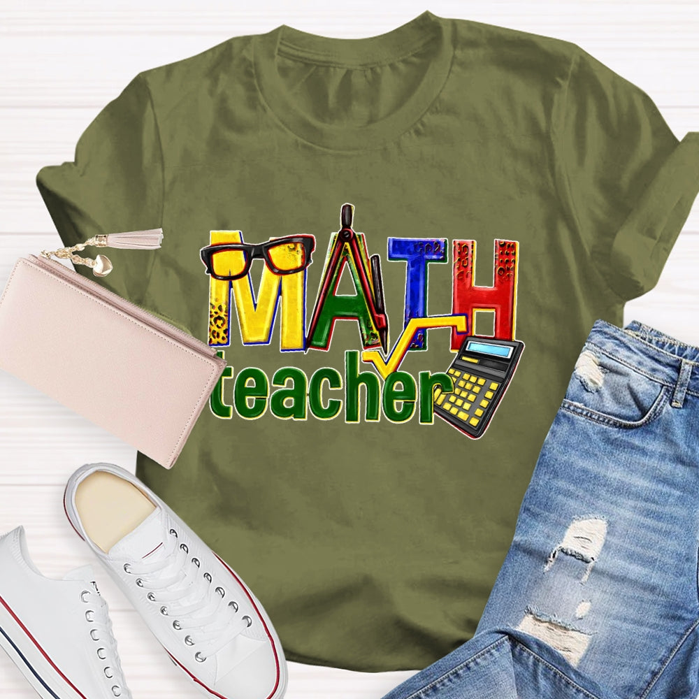 Math Teacher Leopard Graphic T-shirt