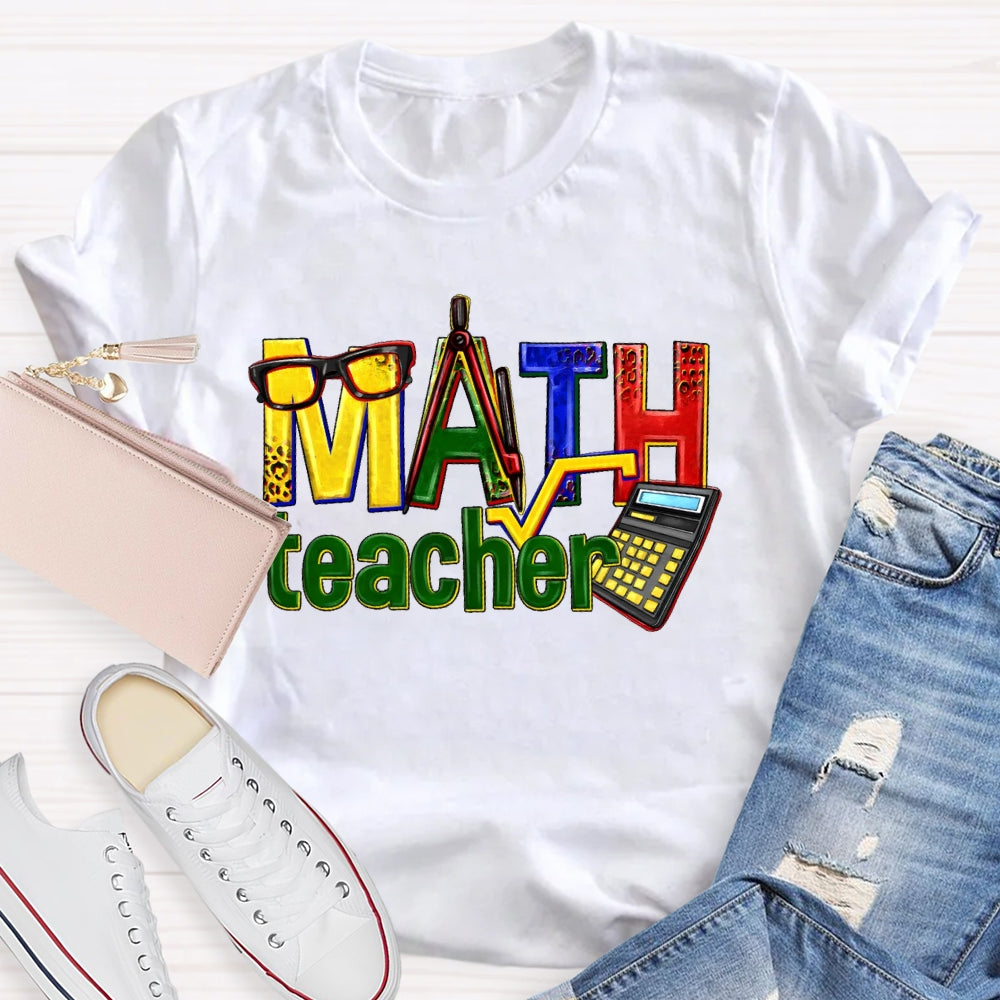 Math Teacher Leopard Graphic T-shirt