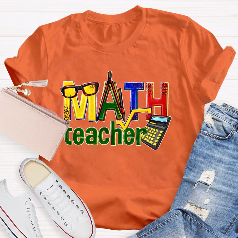 Math Teacher Leopard Graphic T-shirt