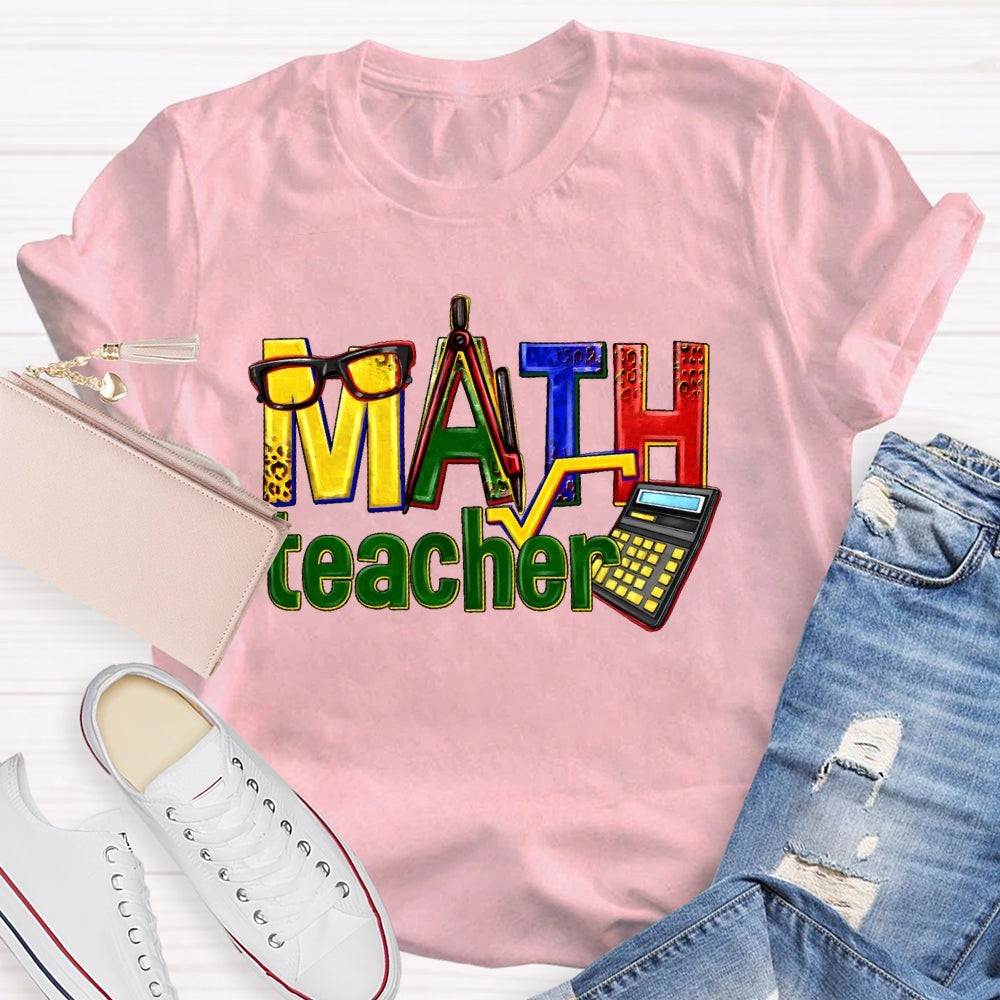 Math Teacher Leopard Graphic T-shirt