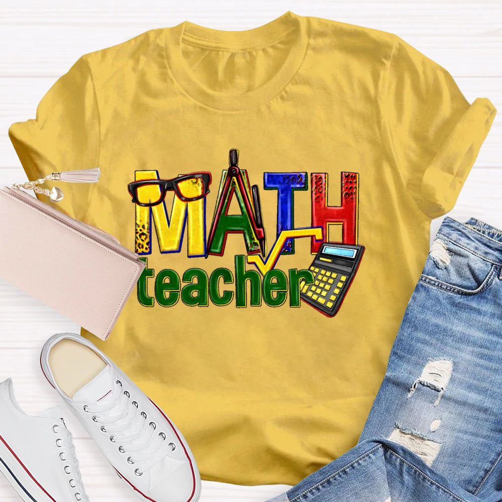 Math Teacher Leopard Graphic T-shirt