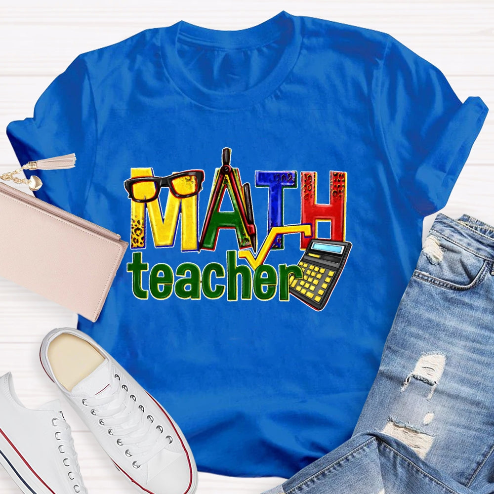 Math Teacher Leopard Graphic T-shirt