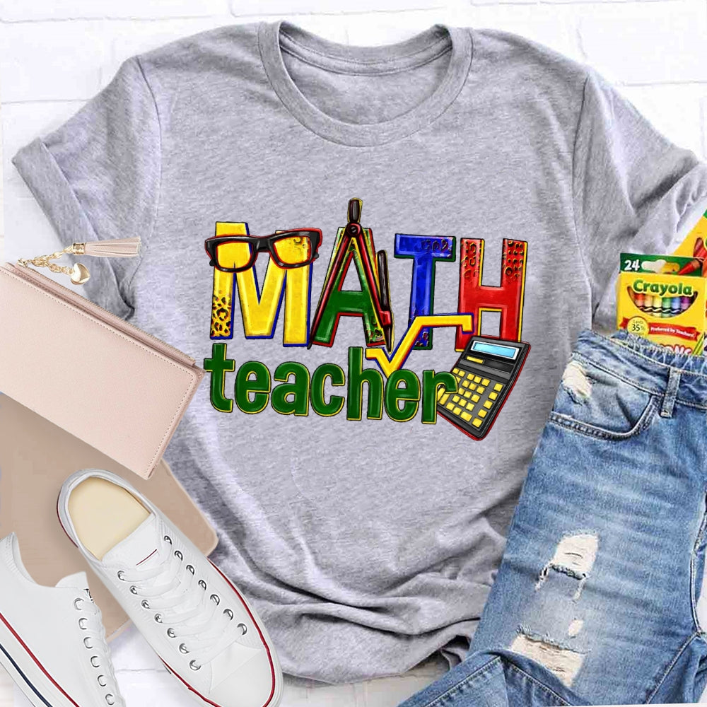 Math Teacher Leopard Graphic T-shirt