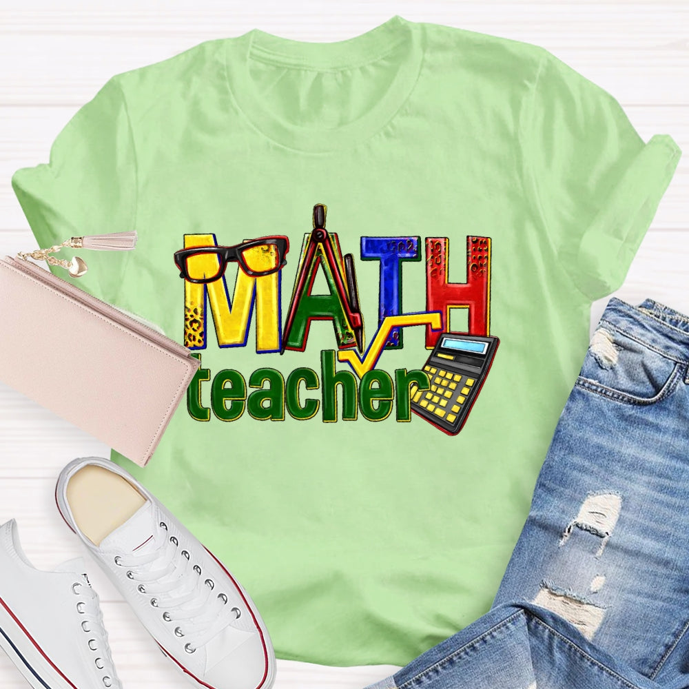 Math Teacher Leopard Graphic T-shirt