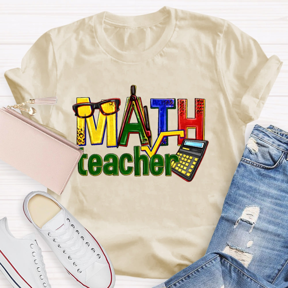 Math Teacher Leopard Graphic T-shirt