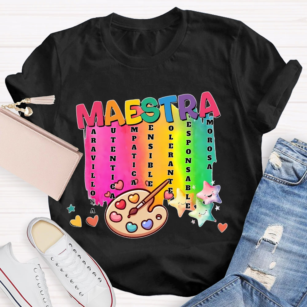 Maestra Spanish Teacher Stars T-shirt