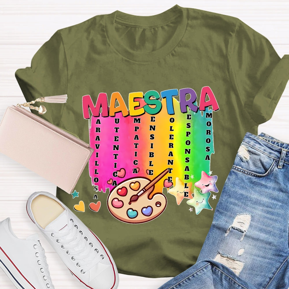 Maestra Spanish Teacher Stars T-shirt