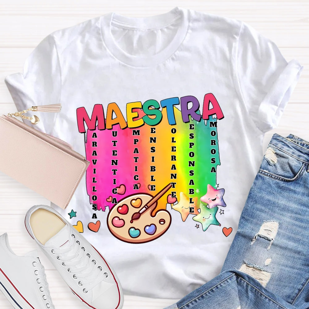 Maestra Spanish Teacher Stars T-shirt