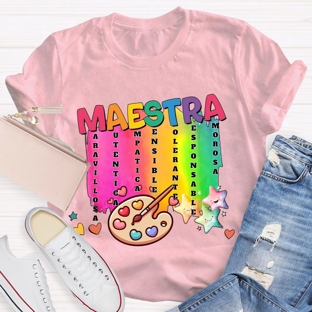 Maestra Spanish Teacher Stars T-shirt