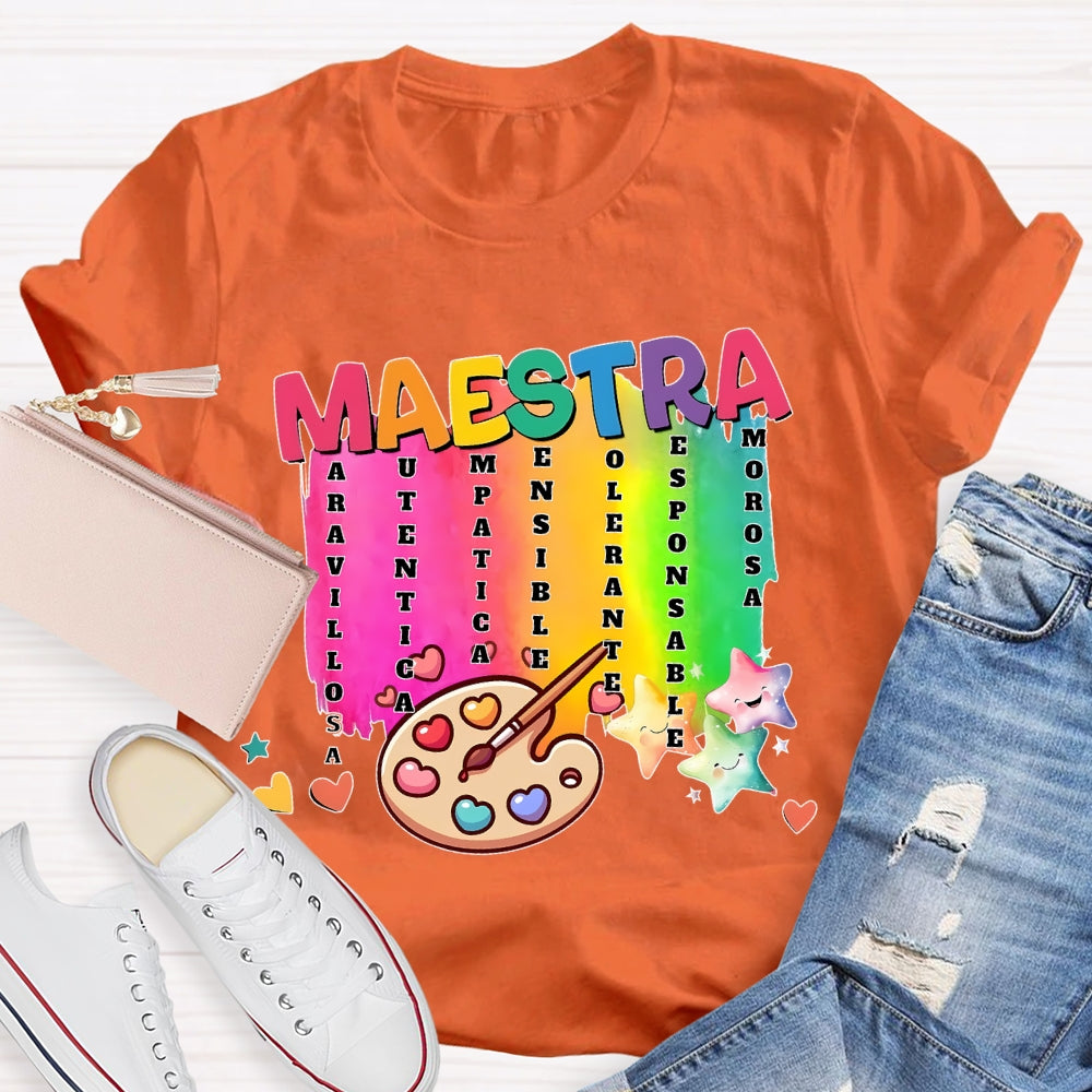 Maestra Spanish Teacher Stars T-shirt