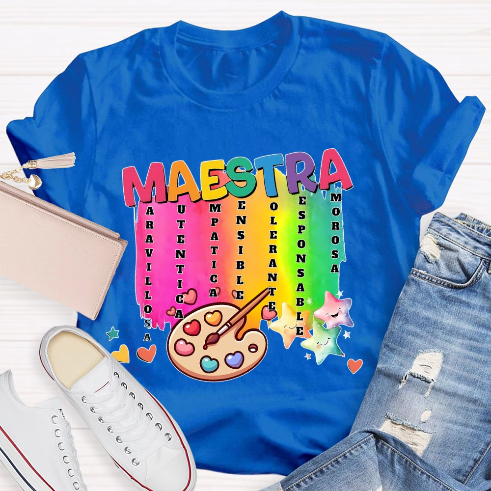Maestra Spanish Teacher Stars T-shirt