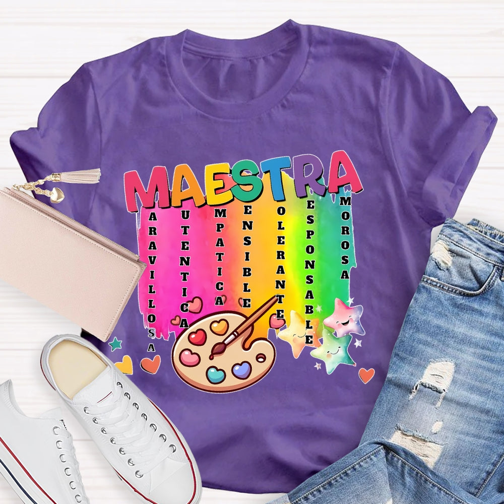 Maestra Spanish Teacher Stars T-shirt