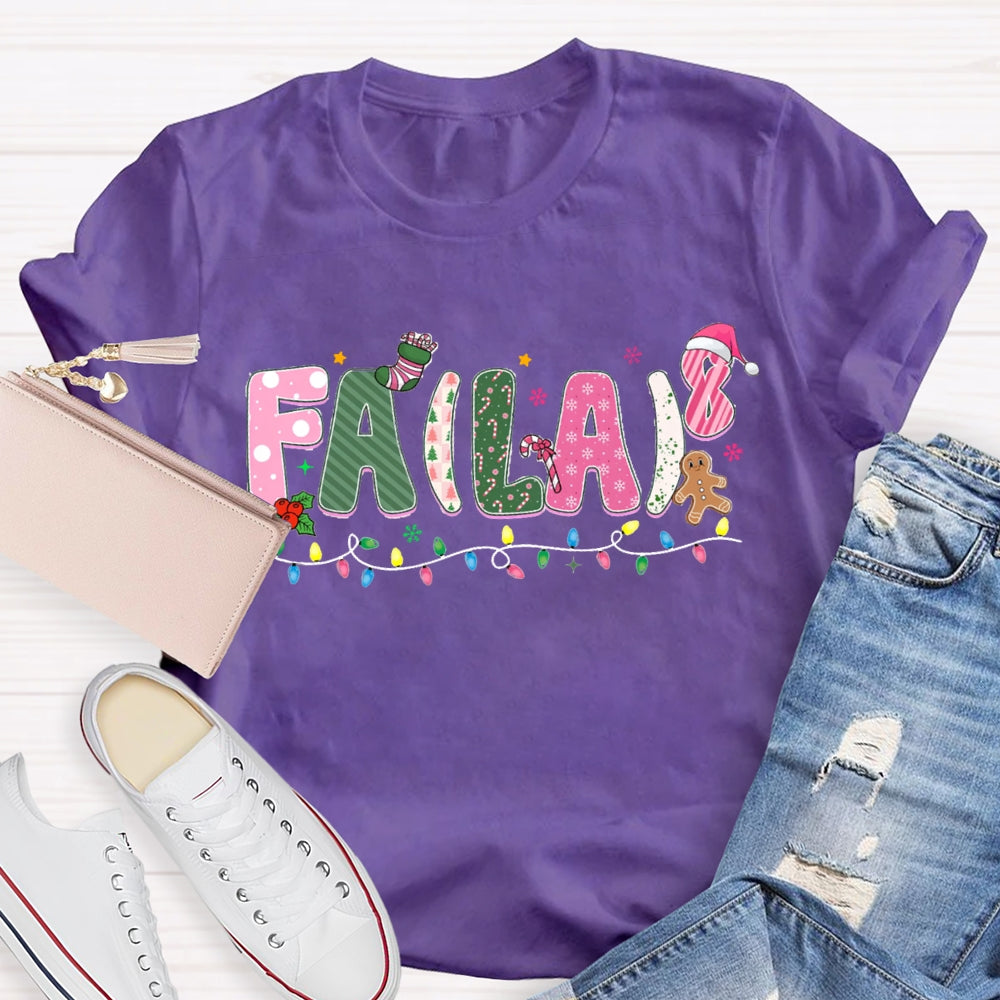 Fa La Christmas Math Pink letters T-shirt