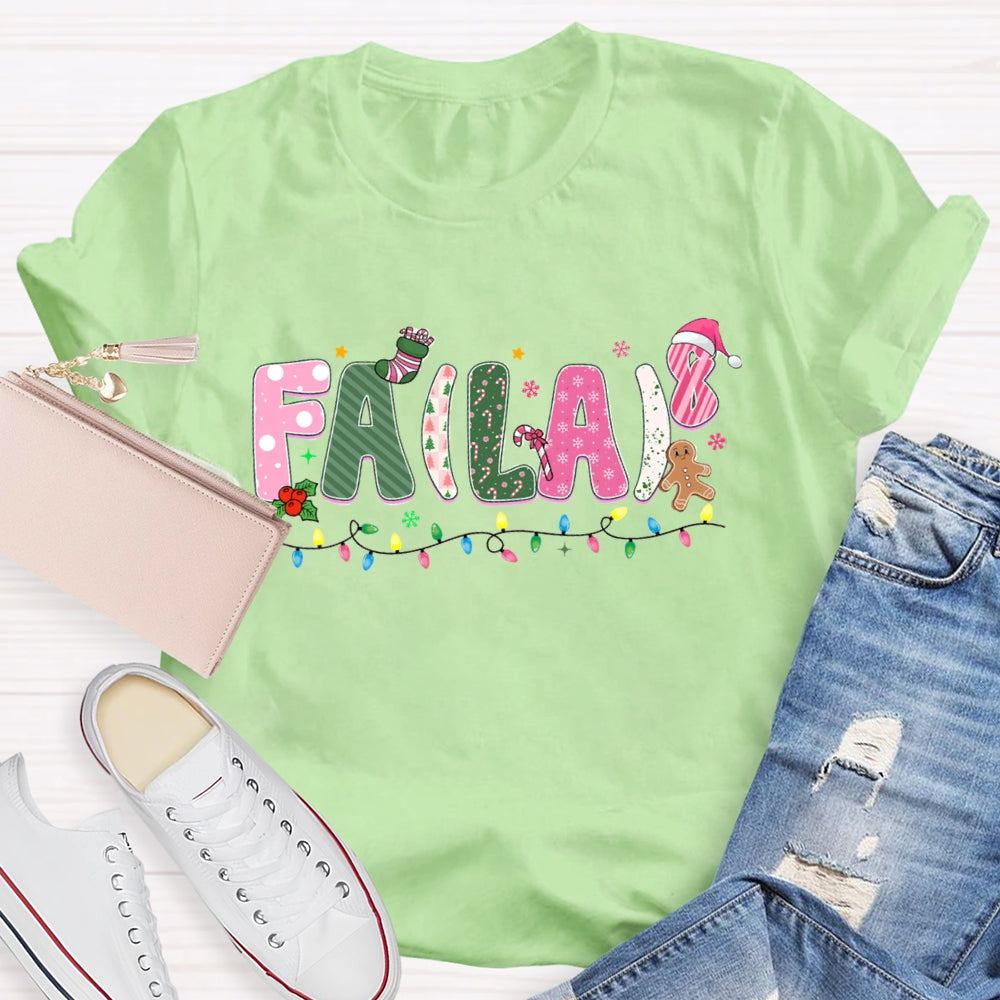 Fa La Christmas Math Pink letters T-shirt