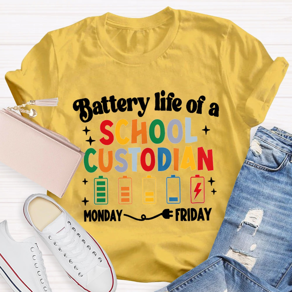 Battery Life Of A School Custodian Color Battery Printing T-shirt