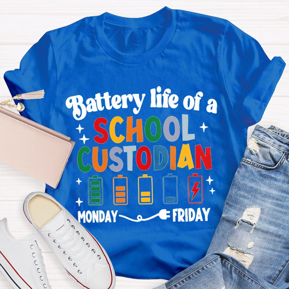 Battery Life Of A School Custodian Color Battery Printing T-shirt