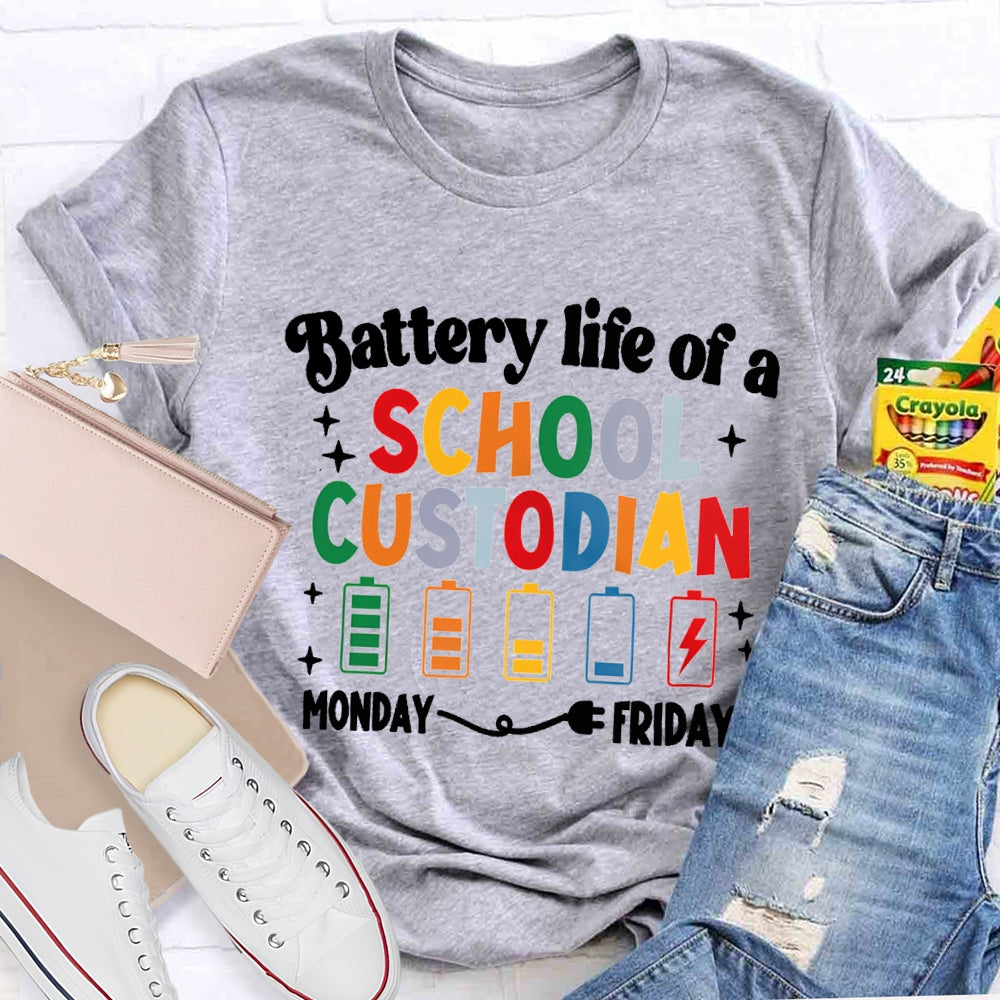 Battery Life Of A School Custodian Color Battery Printing T-shirt