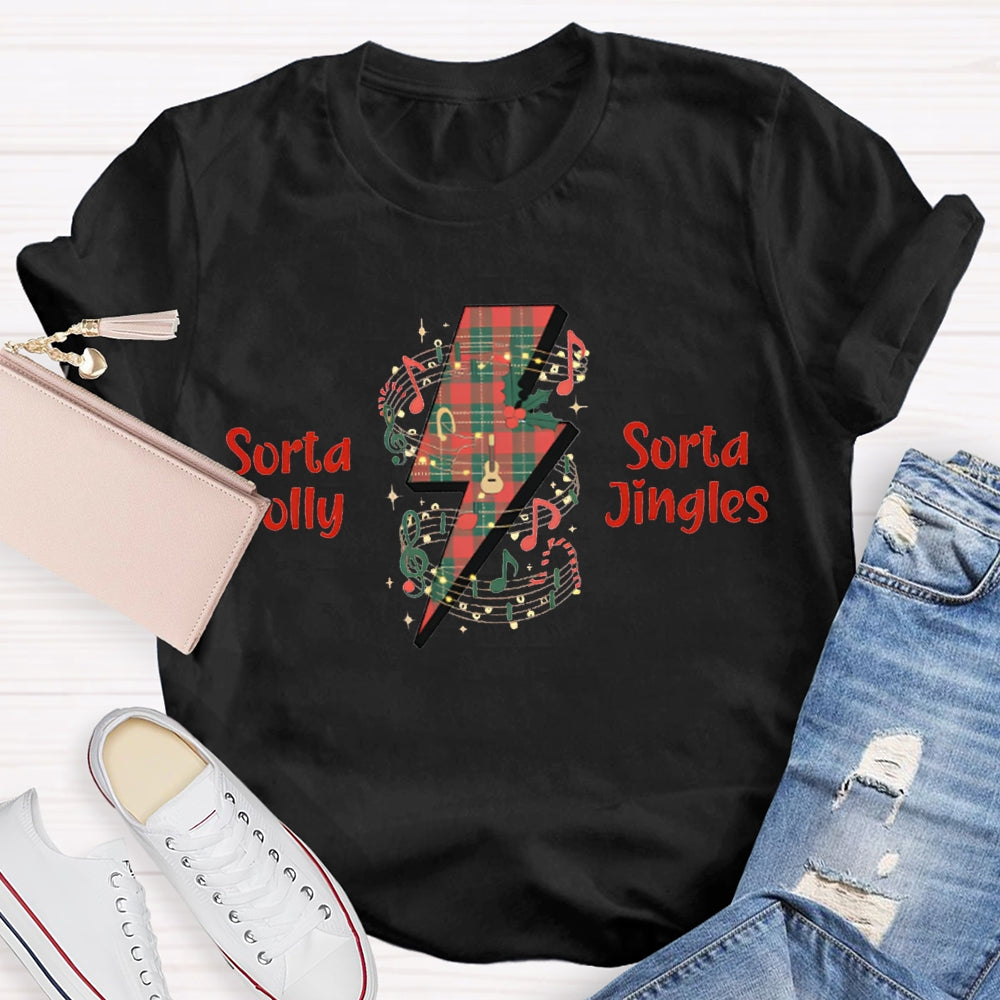 Sorta Sorta Jolly Jingles Lightning Stamp And Music Sheet Christmas T-shirt