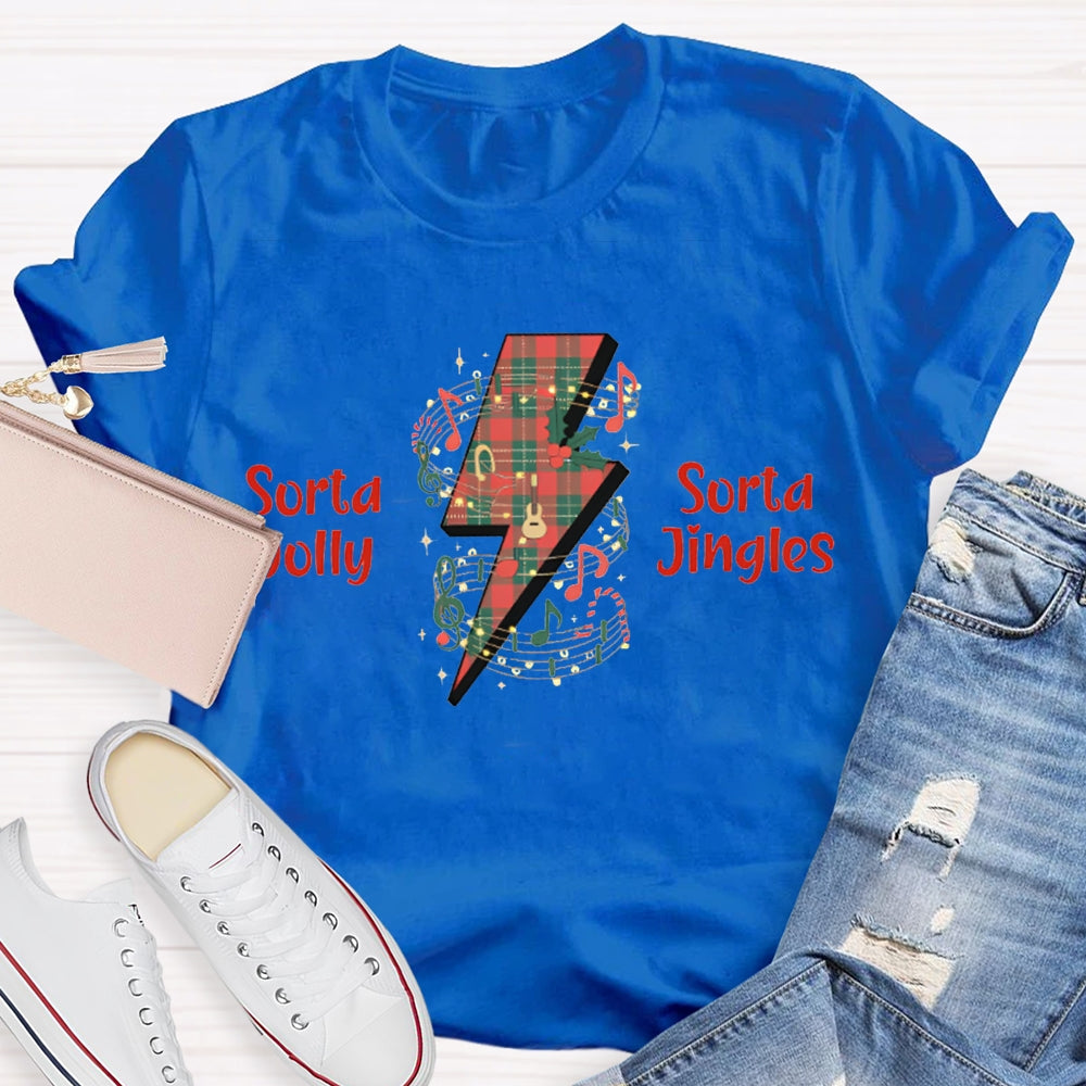 Sorta Sorta Jolly Jingles Lightning Stamp And Music Sheet Christmas T-shirt