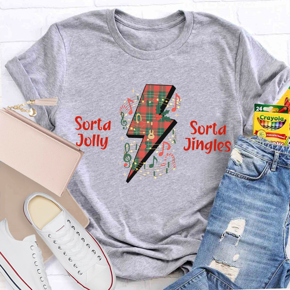 Sorta Sorta Jolly Jingles Lightning Stamp And Music Sheet Christmas T-shirt