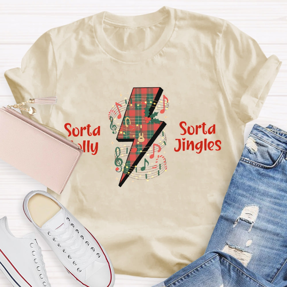 Sorta Sorta Jolly Jingles Lightning Stamp And Music Sheet Christmas T-shirt