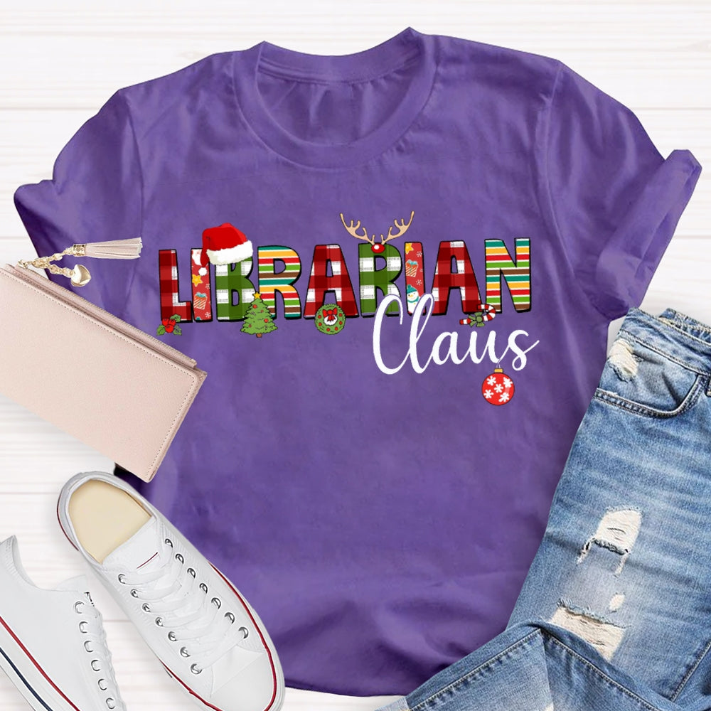 Librarian Daus Christmas Atmosphere Font Christmas T-shirt