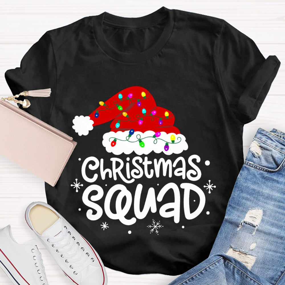 Christmas Squad Christmas Hat With Colorful Lights T-shirt