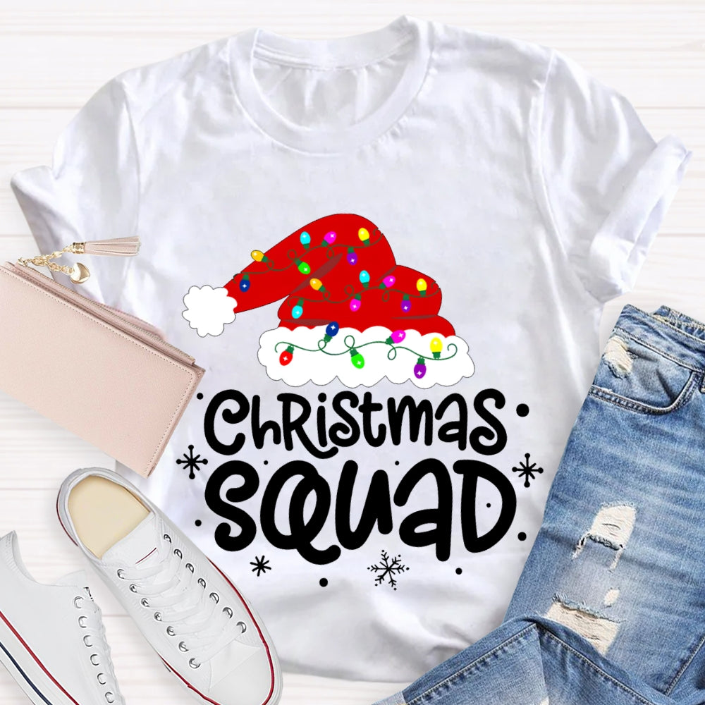 Christmas Squad Christmas Hat With Colorful Lights T-shirt