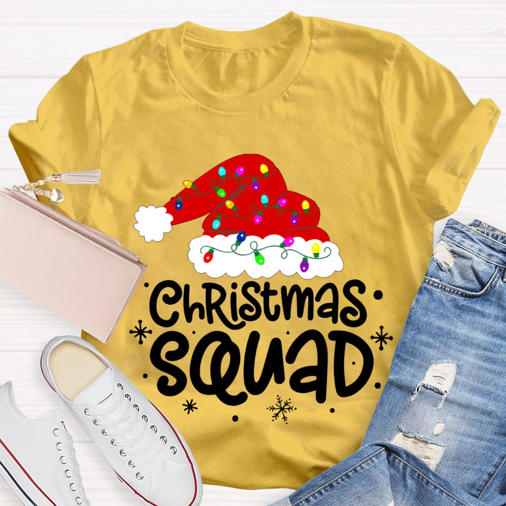 Christmas Squad Christmas Hat With Colorful Lights T-shirt