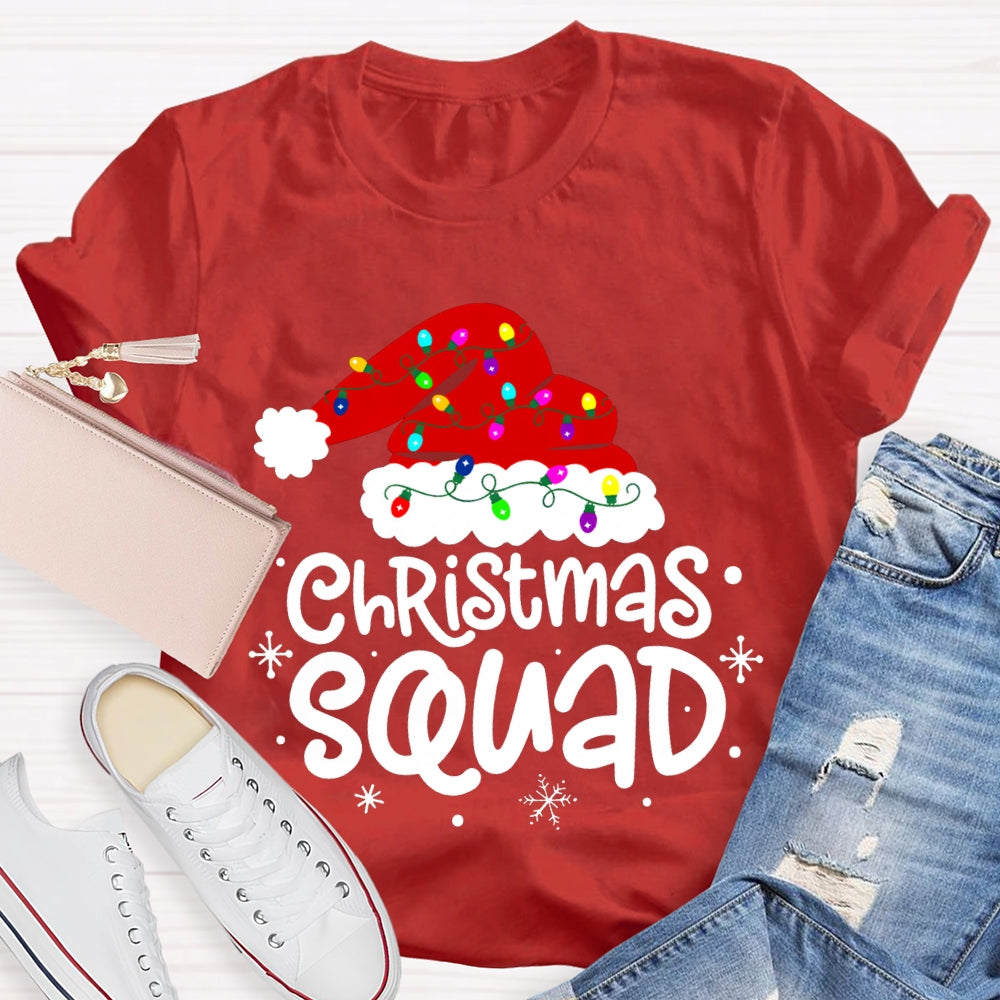 Christmas Squad Christmas Hat With Colorful Lights T-shirt
