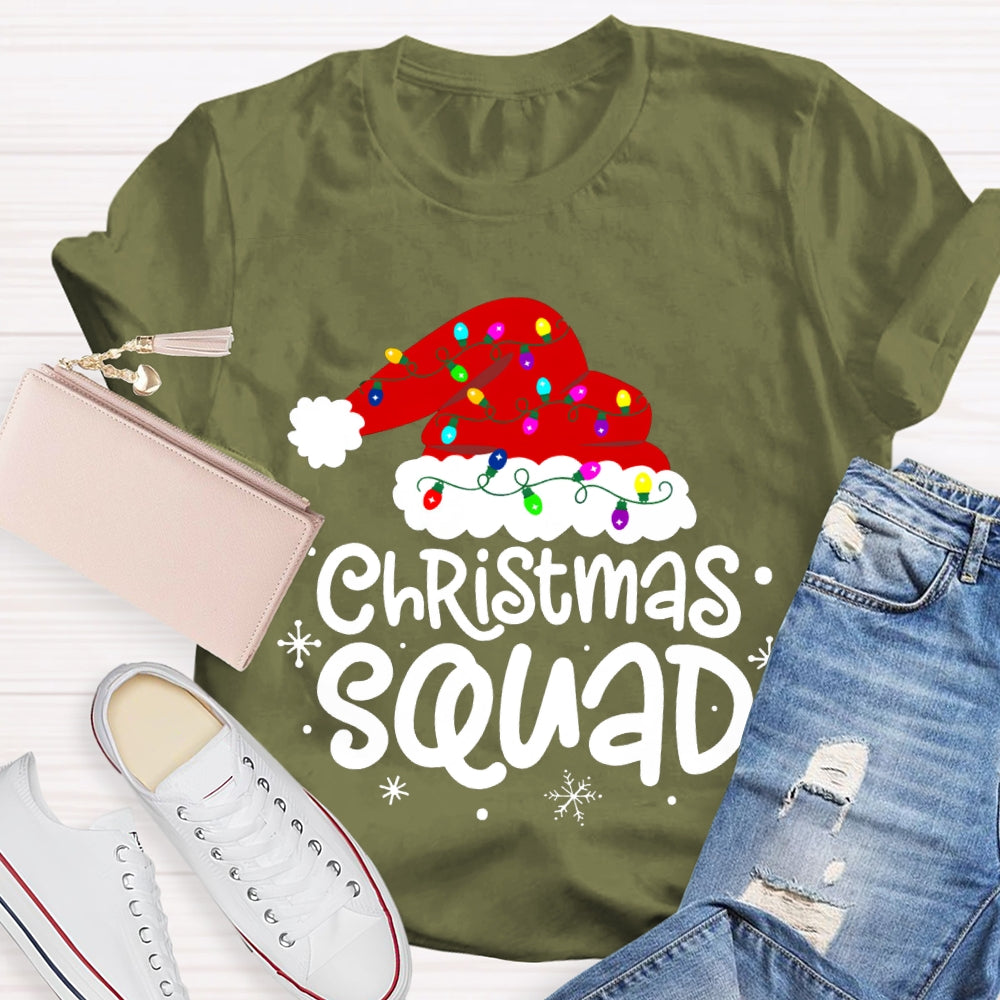 Christmas Squad Christmas Hat With Colorful Lights T-shirt