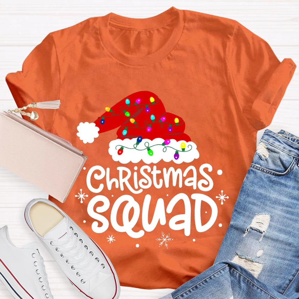 Christmas Squad Christmas Hat With Colorful Lights T-shirt