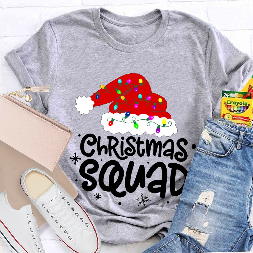 Christmas Squad Christmas Hat With Colorful Lights T-shirt