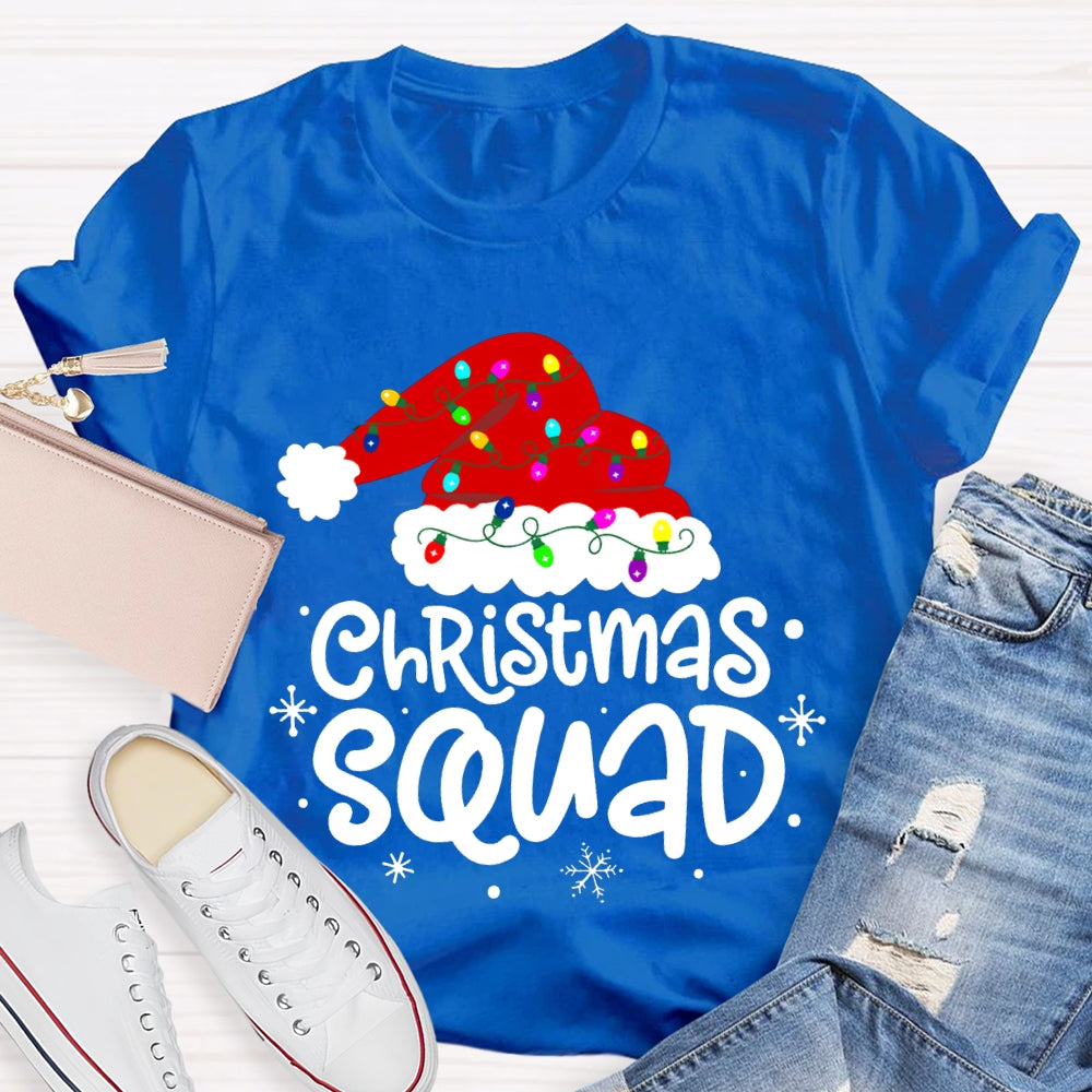 Christmas Squad Christmas Hat With Colorful Lights T-shirt