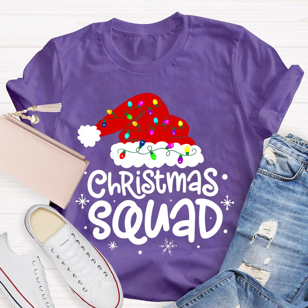 Christmas Squad Christmas Hat With Colorful Lights T-shirt