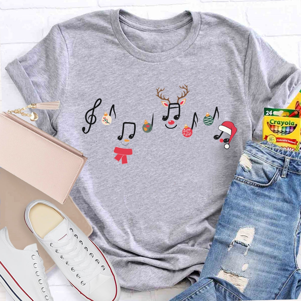 Christmas Atmosphere Music Score Christmas Music Teacher T-shirt