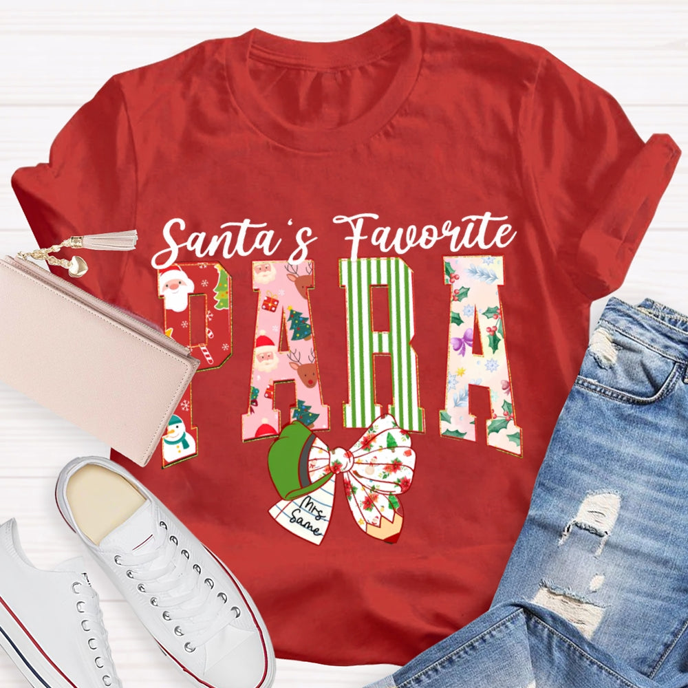 Personalized Name Santa'S Favorite Para Christmas T-shirt