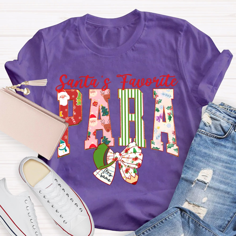Personalized Name Santa'S Favorite Para Christmas T-shirt