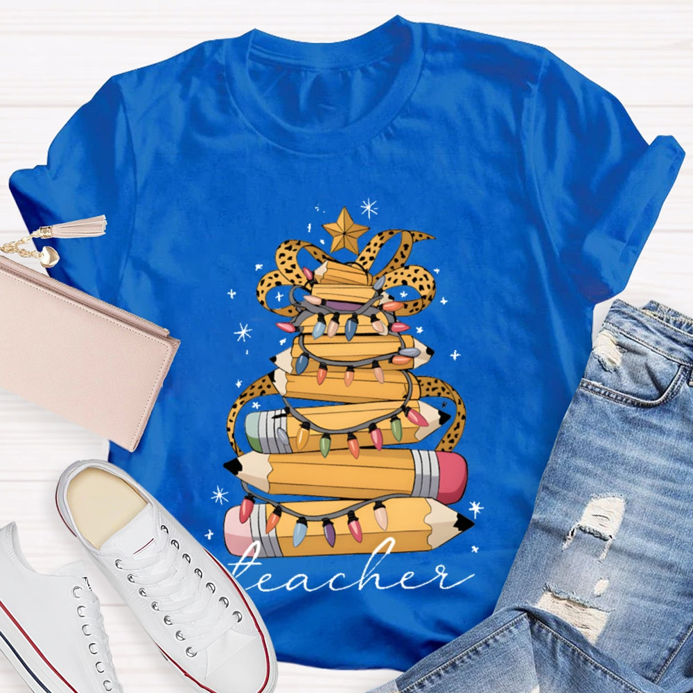 Christmas Light Pencils Teacher Christmas T-shirt