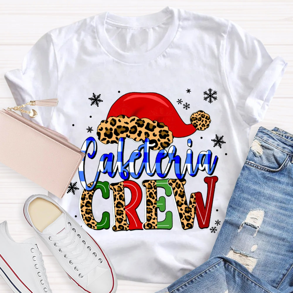 Cafeteria Crew Snowflake Leopard Print Christmas Hat T-shirt