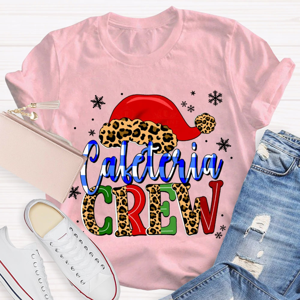 Cafeteria Crew Snowflake Leopard Print Christmas Hat T-shirt