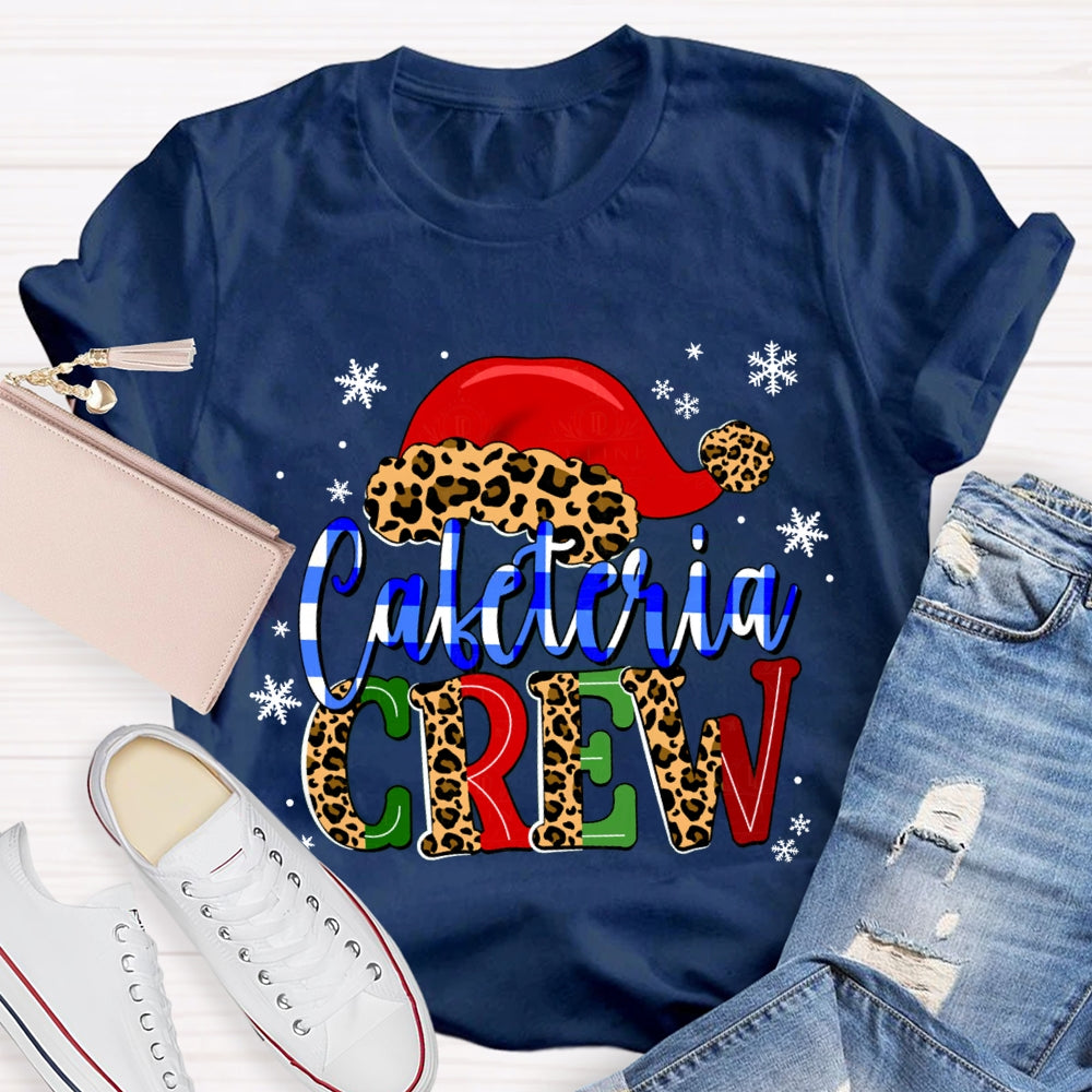 Cafeteria Crew Snowflake Leopard Print Christmas Hat T-shirt