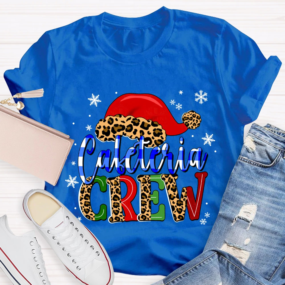 Cafeteria Crew Snowflake Leopard Print Christmas Hat T-shirt