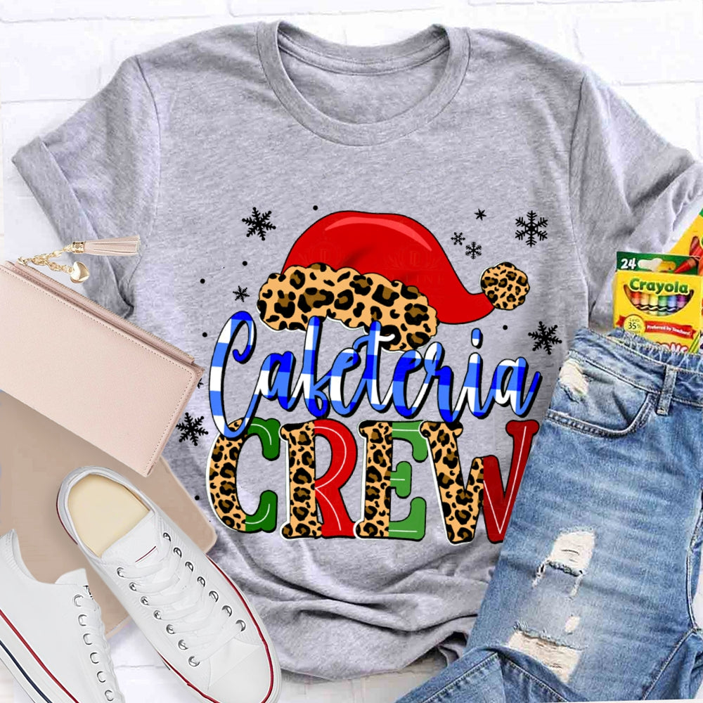 Cafeteria Crew Snowflake Leopard Print Christmas Hat T-shirt