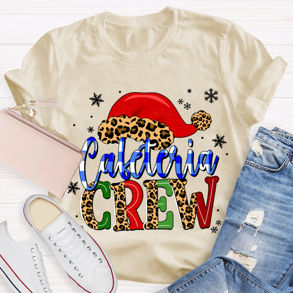 Cafeteria Crew Snowflake Leopard Print Christmas Hat T-shirt