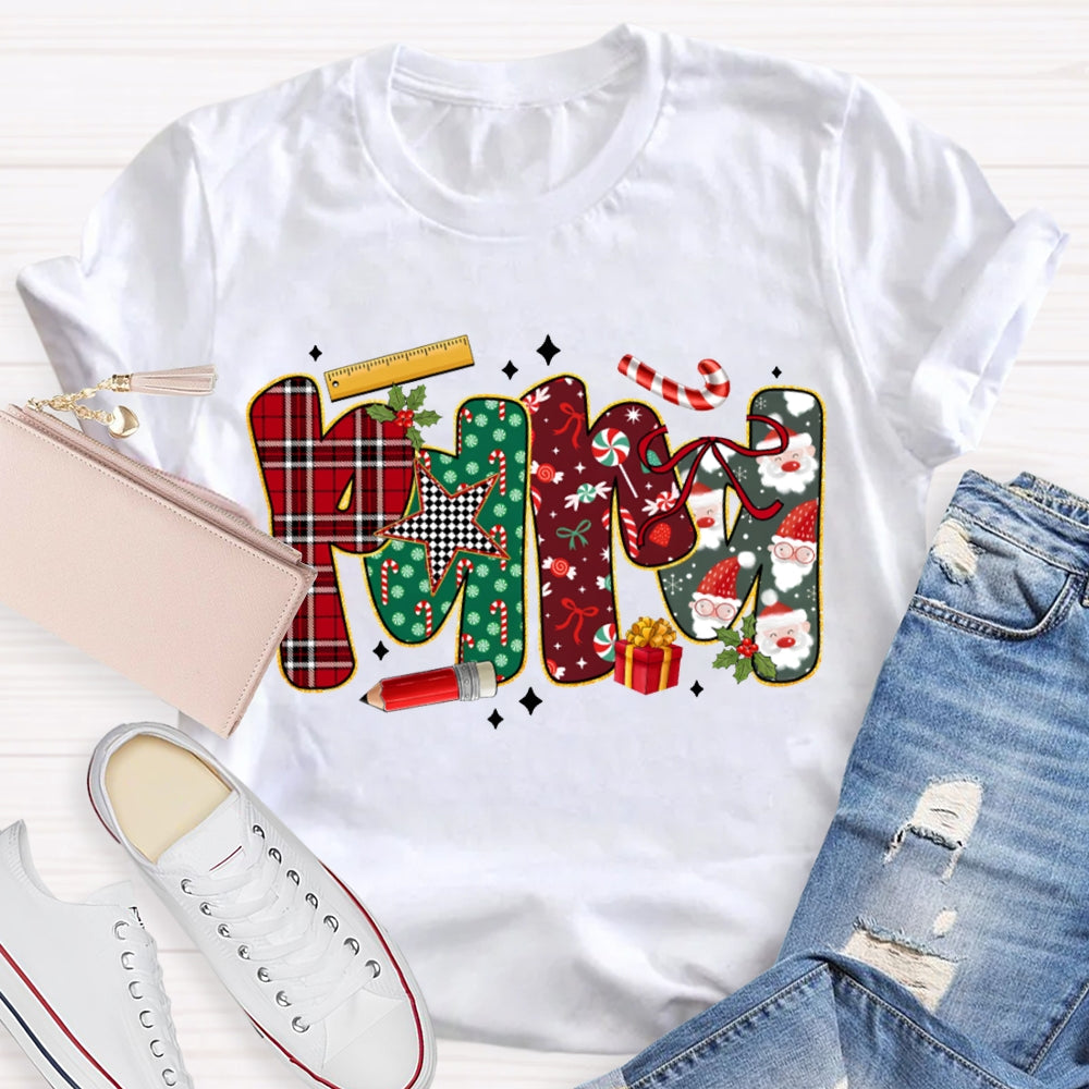 Para Colorful Christmas Atmosphere Font Christmas T-shirt