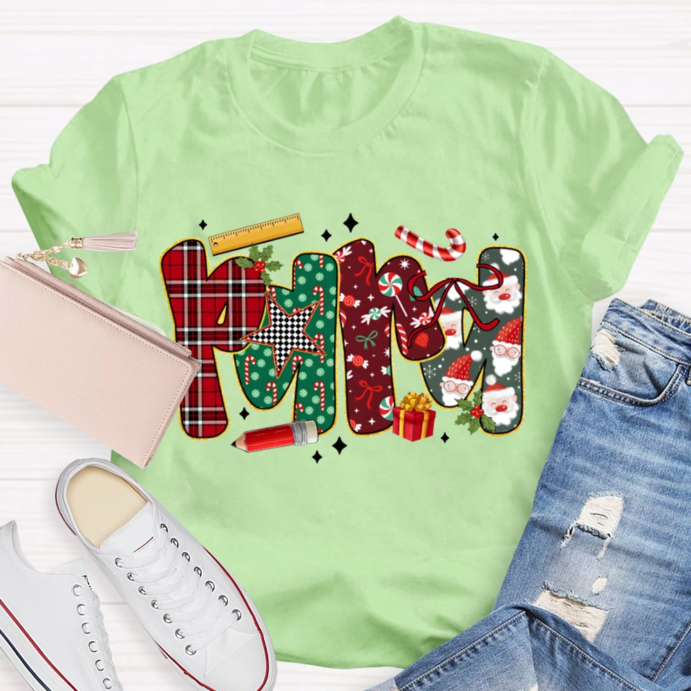 Para Colorful Christmas Atmosphere Font Christmas T-shirt