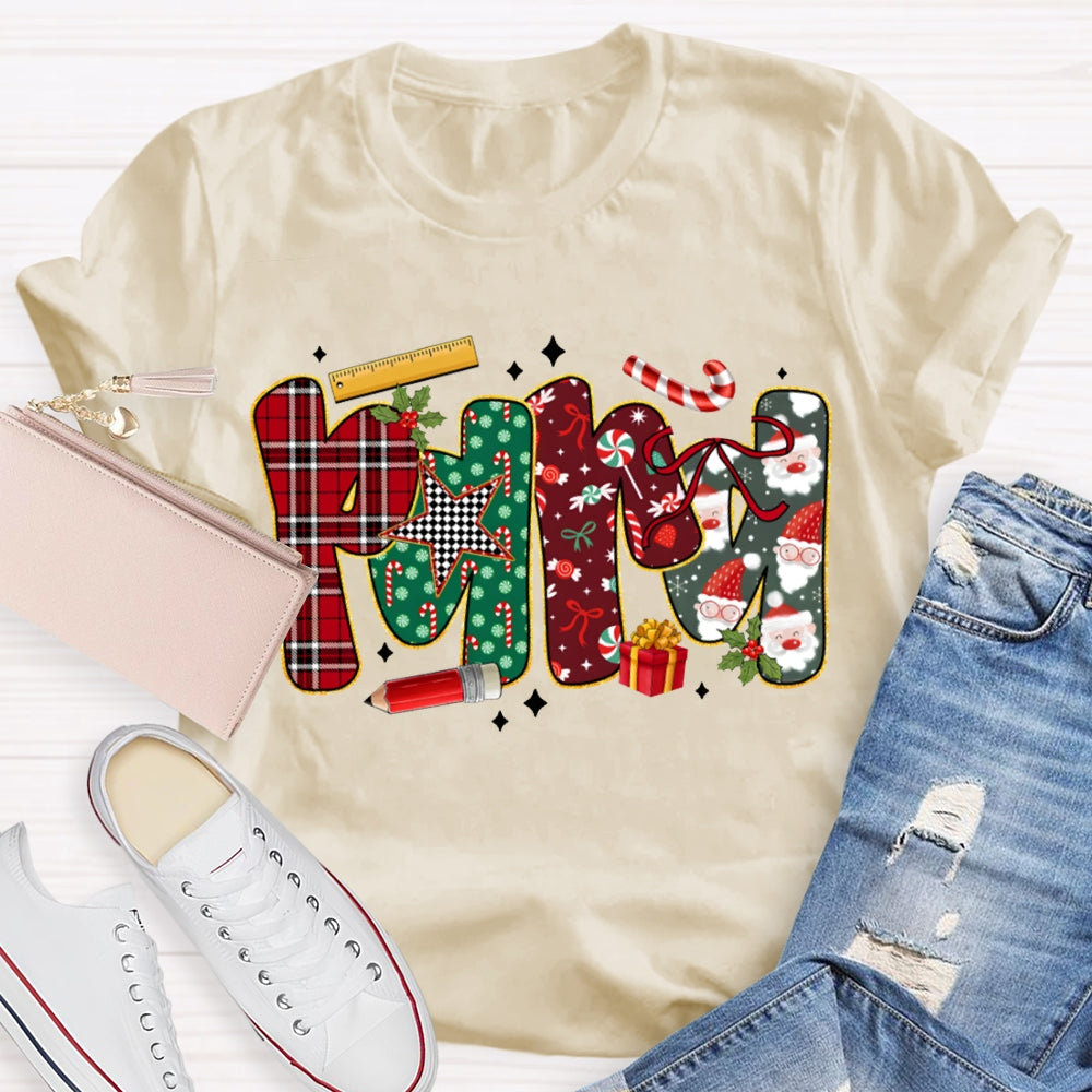 Para Colorful Christmas Atmosphere Font Christmas T-shirt